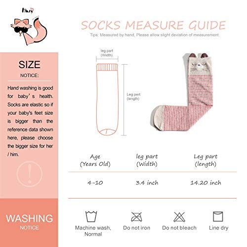 El Regalo Cartoon Warm Cotton Calf Length Socks/Tights for Girls/Kids (Pink White Stripe) | Kids High Knee Socks