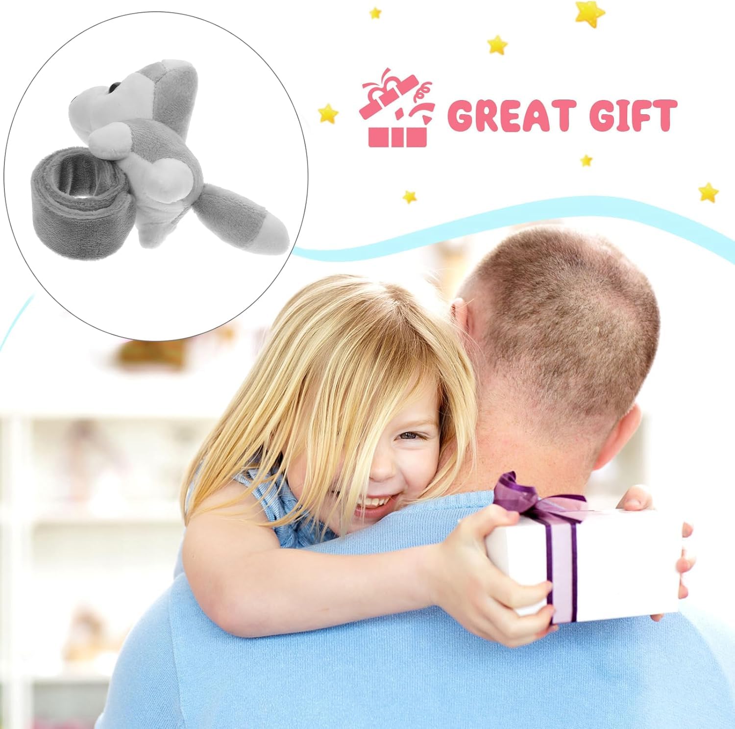 El Regalo Kids Rakhi - Cute Animal Plush Slap Band Rakhi for Boys & Girls | Panda, Shark, Dinosaur & More with Roli Chawal & Rakshabandhan Card | Fun Cartoon Soft Slap Bands for Children (husky puppy Grey)