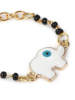 El Regalo Cute Evil Eye Nazaria Bracelet Rakhi for Babies/Kids with Roli Chawal, Rakhi Message card in Rakhi Gift Box- Baby Nazaria Rakhi (White Elephant Nazaria Rakhi)