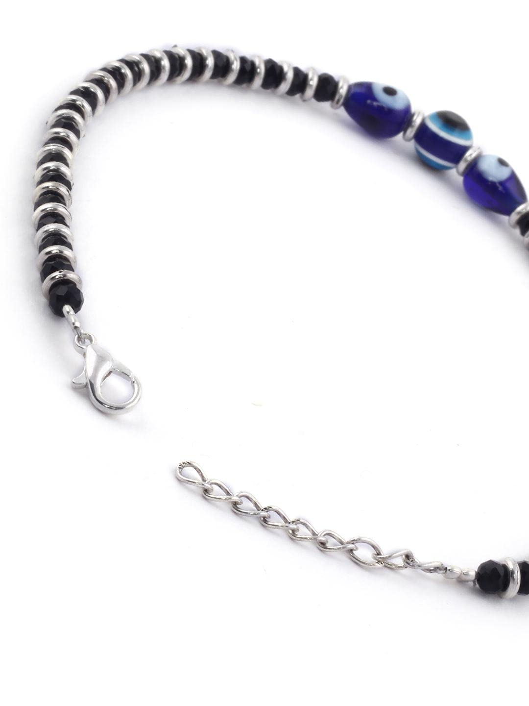 El Regalo 2 PCs Evil Eye Black Beads Nazaria Anklets Set- Evil Eye Anklet for Women & Girls (3 Round & Drop Evil Eye Anklets)