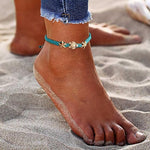 El Regalo One Leg Anklet - Thread Adjustable Beaded Bohemian Fashion Charm Anklets for Women & Girls | 1 Leg Anklets for Girls & Women (1 PC) (Turtle & starfish Beads Anklet)