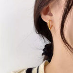 El Regalo Waterproof Men's Women's Punk Stainless Steel Triangle Shape Design Hoop Earrings - Geometry Triangle Huggie Hoop Earrings, Minimalist Punk Rock Style (Gold)