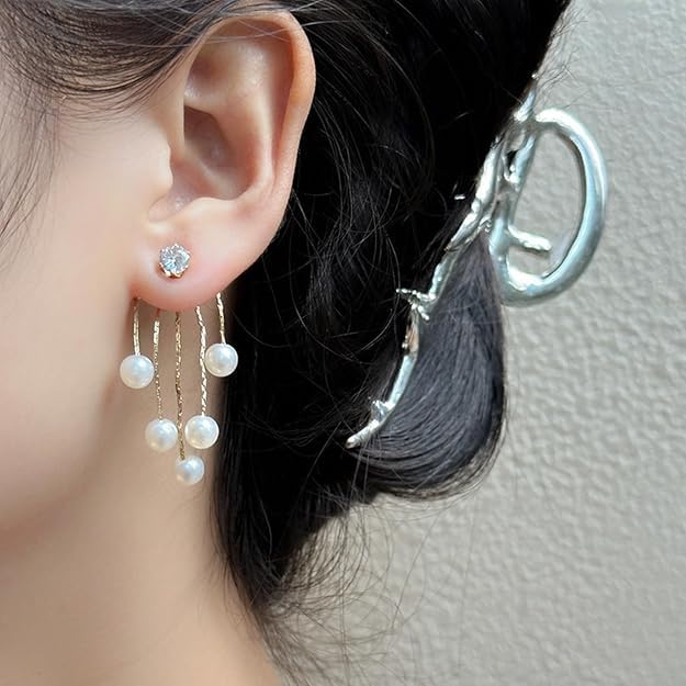 El Regalo 2-in-1 Pearl & Rhinestone Stud Earrings - Elegant Convertible Tassel Earrings for Women & Girls, Fashion Jewelry for Any Occasion