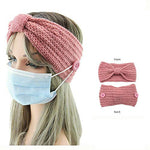 El Regalo 1 PC Knitted Winter Twist Woolen Warm Headband with Buttons for Face Mask Cover | Cold Weather Hair Accessories Head Wrap | Winter Headbands for Women & Men (Pink)