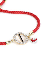 El Regalo Name Initials Evil Eye Bracelet Rakhi for Brother- Name Letter CZ Rakhi with Roli Chawal, Message Card in Rakshabandhan Box for Bhai (Red- I)