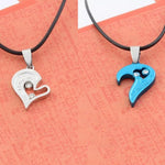El Regalo 2PCs Stainless Steel Love Heart CZ I Love You Puzzle Matching Couple Pendant Necklaces- Anti Tarnish Best Friend Heart Necklaces for Girls/Boys/Men/Women/Besties (Silver & Blue Hearts)