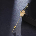 El Regalo 1 Pair Fancy Western Ear Wrap Needle Ear Crawler Earrings - Inlaid Zircon, Elegant Ear Cuff Climber Hook Earrings for Women Girls (Stylish Hamsa Hand Ear Crawler)