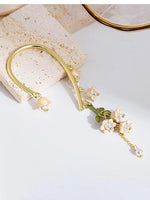 El Regalo 1 Pair Lily of the Valley Ear Cuffs Earrings for Women, Non Piercing Leaf Lily Flower Ear Cuffs Wrap Clip on Crawler Climber for Women