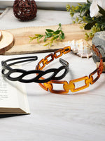 El Regalo 2PCs Hair Hoops Plastic Teeth Nonslip Head Bands- Black & Brown Comb Hairbands for Kids, Girls & Women (Option-1)