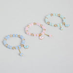 El Regalo 3PCs Butterfly Crystal Beads Tassel Bracelet Combo With Cute Enamel Butterfly Charms for Girls/Teens/Women (Option-1)