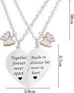 El Regalo Bff Necklace For 2-Split Heart Together Forever, Never Apart Best Friends Butterfly Pendant Friendship pattern Set Of 2 Gifts For Bestie, Best Friends For Girls