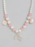 El Regalo 2PC Girls Mermaid Princess Necklace & Bracelet Set Costume Jewelry (Pink Mermaid Jewelry)
