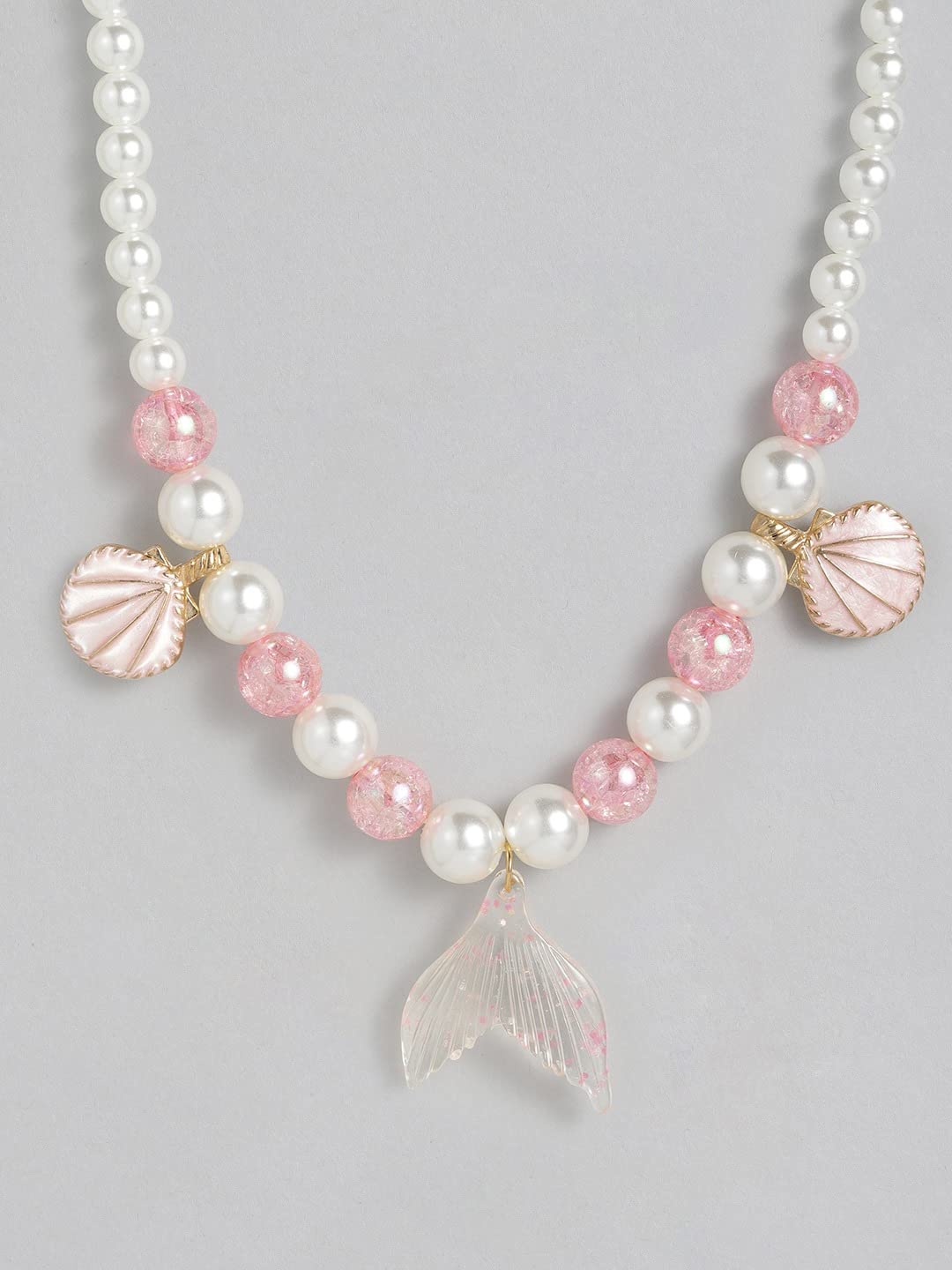 El Regalo 2PC Girls Mermaid Princess Necklace & Bracelet Set Costume Jewelry (Pink Mermaid Jewelry)