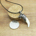El Regalo Men's Retro Stainless Steel Bruce Lee Style Wolf Pendant Necklace | Men Jewelry | Men Pendant Necklace (Off White)