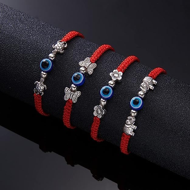 El Regalo 2PCs Evil Eye Rakhi Combo Set for Bhai-Bhabhi or Bhai-Bhatija/Bhatiji- Eye Rakhis Set with Roli Chanwal, Rakhi Card in Rakhi Gift Box (Option-2)