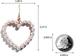 El Regalo Pearl Heart Drop Earrings - Love Heart Dangle Earrings For Girls/Women Pearl Heart Hoop Earrings