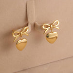 El Regalo Women's Stainless Steel Heart Hoop Earrings- Waterproof/Anti-Tarnish Vintage Love Drop Huggie Hoop Earrings For All Day Wear (Golden)