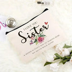 El Regalo 1PC 'I Love You Sister' OR Sisters Forever Friends Printed Makeup Pouch, Portable Travel Toiletry Bag, Multipurpose Zippered Organizer Bag (I Love You Sister)