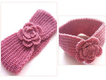 El Regalo Knitted Flower Headwrap Headband | Ear Warmer Hair Muffs Band | Winter Designer Ear Warmer Headbands for Girls & Women (Pink)