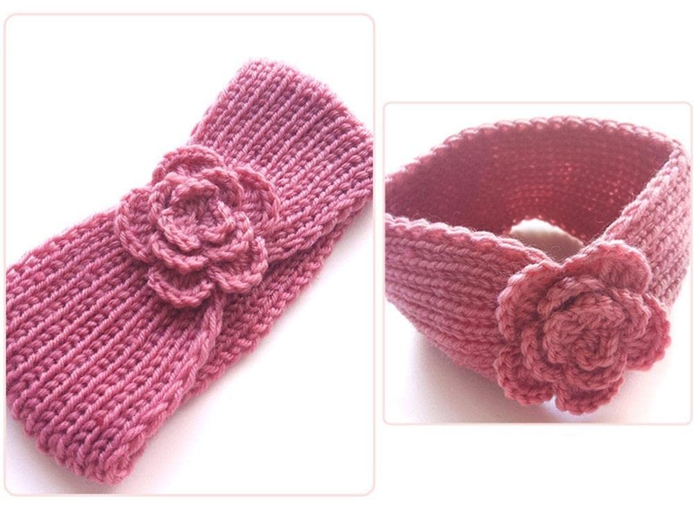 El Regalo Knitted Flower Headwrap Headband | Ear Warmer Hair Muffs Band | Winter Designer Ear Warmer Headbands for Girls & Women (Pink)