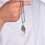 El Regalo Stainless Steel Angel Wing Feather Pendant Unisex Necklace for Men Women: Guardian Elegance Gothic Feather Necklace