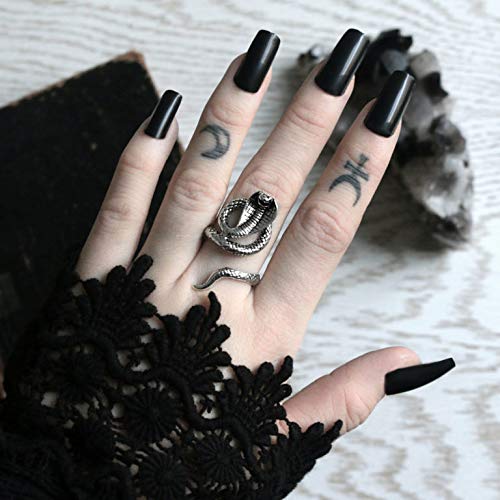 El Regalo Retro Long Spiral Snake Serpent Antique Opening Unisex Finger Rings/Steampunk Snake Ring For Men & Women (Silver) - Adjustable