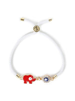El Regalo 1PC Designer Fancy Evil Eye Rakhi for Brother/Sister-in-Law- Evil Eye Beads Adjustable Bracelet Rakhi with Roli Chawal, Rakhi Message Card in Rakhi Gift Box (Red Elephant)