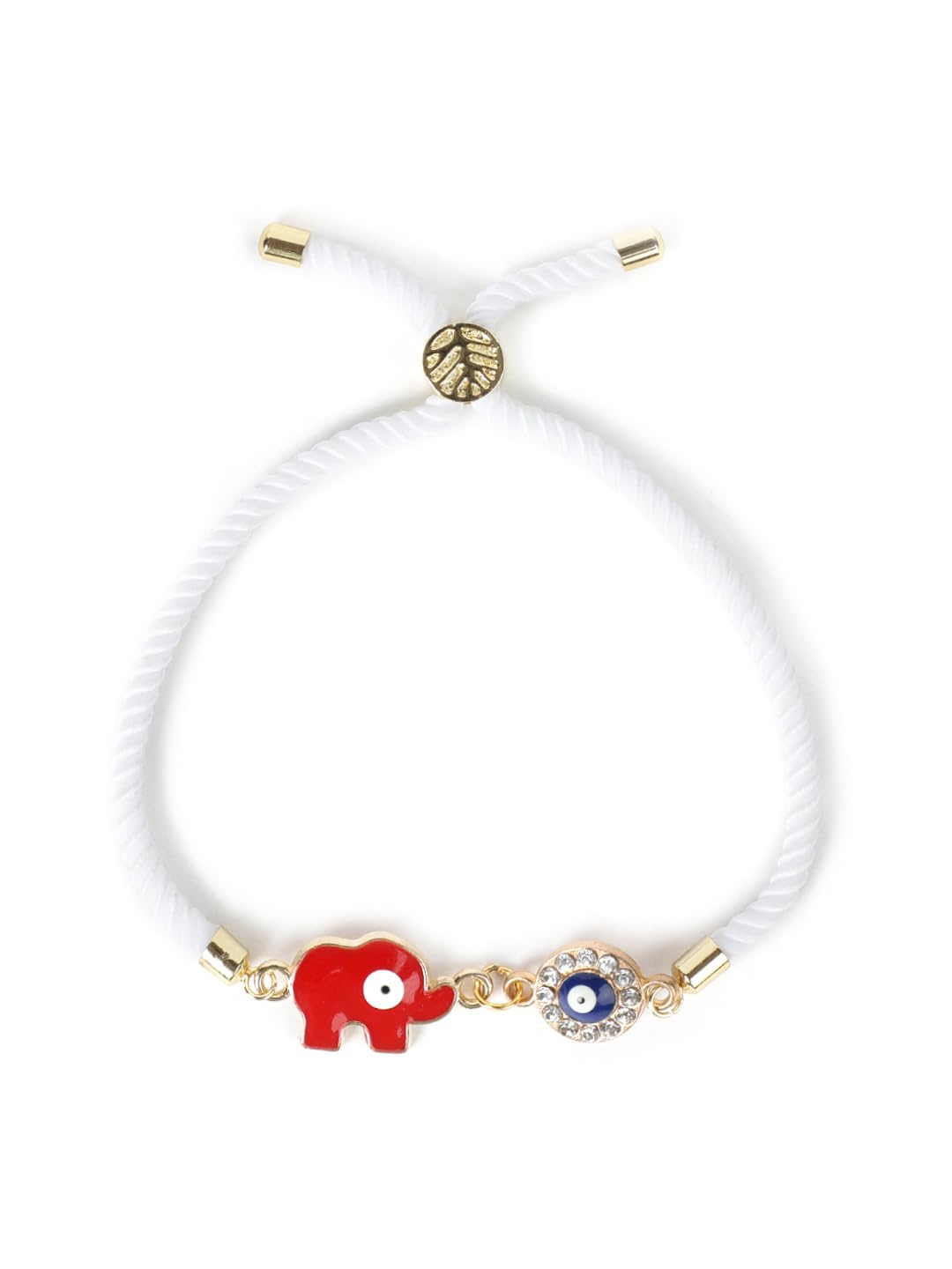 El Regalo 1PC Designer Fancy Evil Eye Rakhi for Brother/Sister-in-Law- Evil Eye Beads Adjustable Bracelet Rakhi with Roli Chawal, Rakhi Message Card in Rakhi Gift Box (Red Elephant)