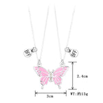 El Regalo Magnetic Butterfly BFF Necklaces for 2, Enamel Butterfly Friendship Magnetic Necklace for Teen Girls Women - Gift for Best Friends/Besties/Sisters (Pink Butterflies)