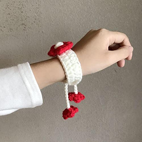 El Regalo 1PC Cute Hand Knitted Unisex Rakhis for Kids/Teens- Adjustable, Soft, Knitted Crochet Rakhis for Babies/Toddlers/Kids/Teens (Knitted Flower Tassel)