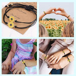 El Regalo Unisex 2 Pcs Sunflower Bracelets Set- Handmade Boho Sunflower Daisy BFF Friendship Bracelets Adjustable Braided Rope Pinky Promise Bracelets (Black)