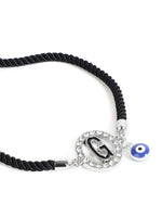 El Regalo Name Initials Evil Eye Bracelet Rakhi for Brother- Name Letter CZ Rakhi with Roli Chawal, Message Card in Rakshabandhan Box for Bhai (Black-G)
