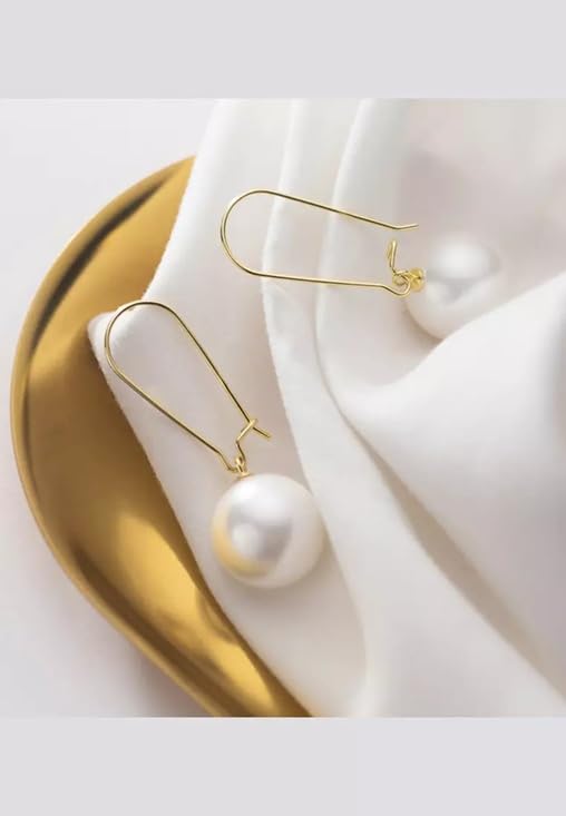 El Regalo Fancy Pearl Earrings- Golden Pearl Tassel Long Statement Earrings for Girls & Women (Round Pearl Hook)