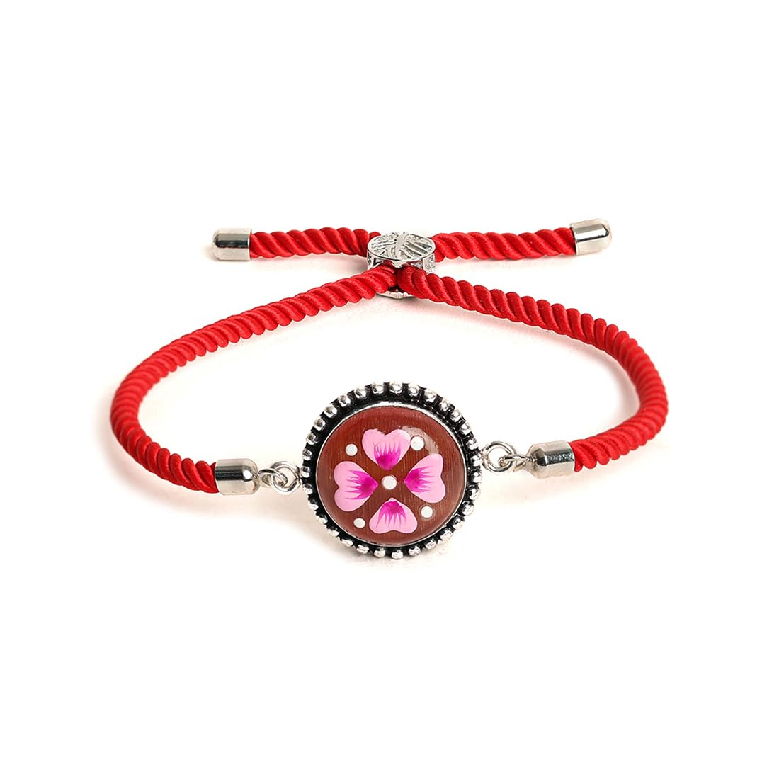El Regalo 2PCs Auspicious OM/Swastik/Floral Hand Painted Bhaiya, Bhabhi Rakhi Set - Designer Rakhi Combo with Roli Chawal Shagun, Message Card in Rakhi Gift Box (Peacock & Flower Rakhi)