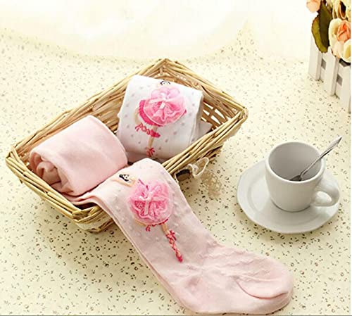 El Regalo Kids Girls Baby Ballet Dance Princess Tights Stockings Pantyhose | 1 pair | Princess Cotton Legging Stocking Pants Socks (Pink Large (7-9 Years))