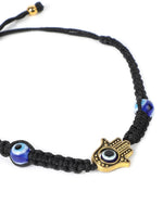 El Regalo 2PCs Evil Eye Hamsa Hand Unisex Bracelets Set - Golden & Silver Charms with Evil Eye Beads