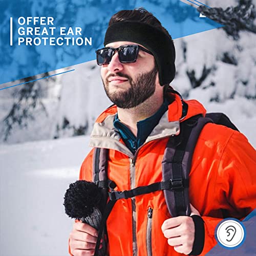 El Regalo 2 PCs Fleece Ear Warmers Headband Winter Ear Muffs for Men Women Kids in Cold Weather, Running Yoga Skiing Riding Bike Ear Cover (2 Blue)