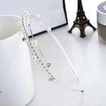 El Regalo Fancy Party 3 Layers Hairband for Girls & Women - Bridal, Wedding Party Pearl AD Hairband (Silver)