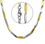 El Regalo Elegant Dual Tone Stainless Steel Unisex Rice Chain for Men & Women- Gold Silver Tone - Italian Dual Tone Rice Anti Tarnish/Waterproof Chain