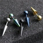 El Regalo 1 Pair Surgical Stainless Steel Spike Unisex Stud Earrings- Septum Lip Rings Cartilage Tragus Helix Piercing for Women Men (Rainbow)