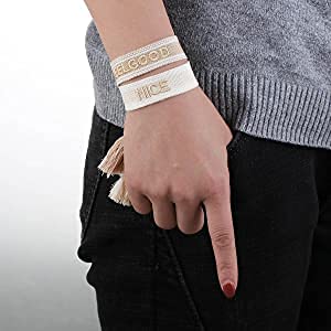 El Regalo 1 PC Knitted Motivational/Love/Friendship Unisex Adjustable Bracelet for Girls/Boys/Men & Women (Love- Pink)
