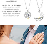 El Regalo BF Magnetic Sun Moon Matching Couple Necklace Set- Best Friend 2 PCs Necklaces Set for Besties/Best Friends/Couples (Golden Silver) For Unisex Adult