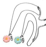 El Regalo 2 PCs Best-Friend (BF) Pink Blue Daisy Flowers 2PCs Pendant Necklace Set for Besties/Sisters/Best Friends - BFF Jewelry for Girls