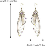 El Regalo Gorgeous Butterfly Wings Earrings - Handcrafted Colorful Austrian Crystal Hook Earrings for Women & Girls | Fantasy Fairy Dangle Earrings | Elegant Jewelry (Grey with Gold Finish)