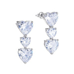 El Regalo Triple Heart CZ Dangle Earrings for Women | Romantic 3-Tier Heart Drop Earrings | Sparkling Cubic Zirconia Crystal Earrings | Valentine's Day, Anniversary & Gift Jewelry