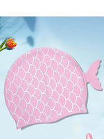 El Regalo 1PC Cute Mermaid Fish Tail Silicon Swimming Cap for Kids, Girls, Boys, and Teens (Pink)