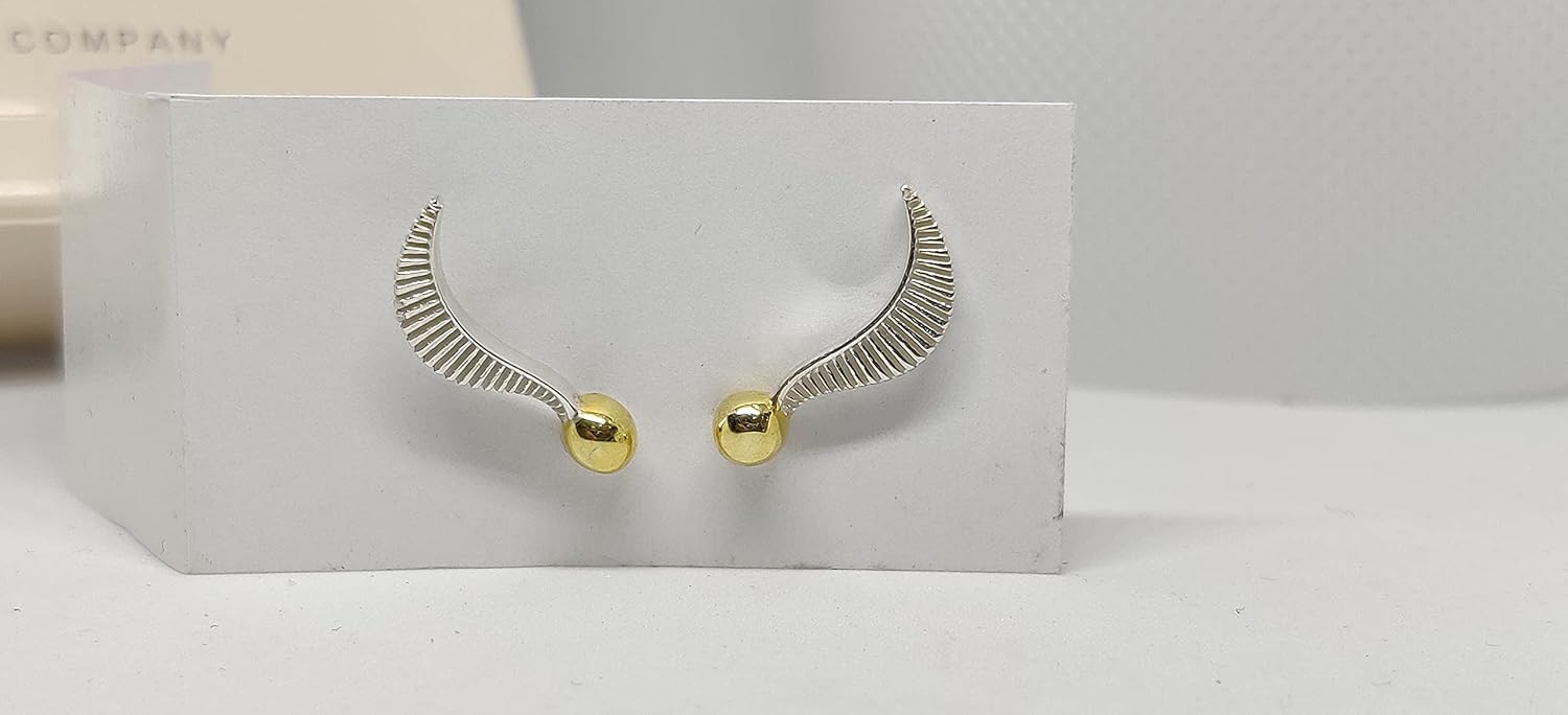 El Regalo Cute Golden Ball Angel Wings Stud Earrings for Girls & Women | Elegant Dual Tone Stud Earrings for Girls & Women