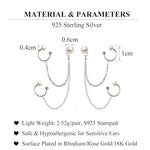 El Regalo Women's 1 Pair Pearl Studs Ear Cuff Earrings- Tassel Chain Imitation Pearl Punk Style Ear Cuff Clip Earrings