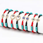 El Regalo Lucky Kabbalah Blue Turkish Evil Eye Red Macrame Thread Rakhi for Your Brother's Protection from Buri Nazar (Hamsa Turquoise Evil Eye)