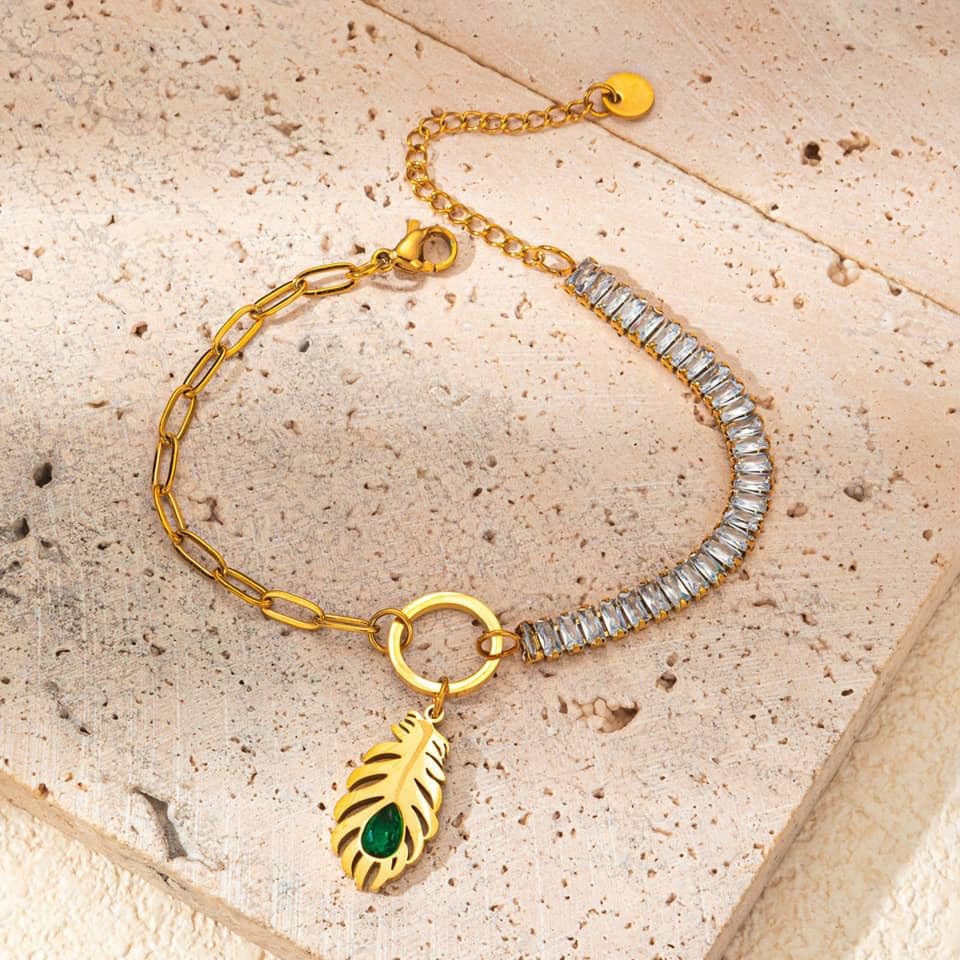 El Regalo 1PC Luxury Krishna Feather Tannis Bracelet Rakhi for Brother or Bhabhi- Elegant Feather CZ Rakhi with Roli Chawal, Message Card in Rakshabandhan Box